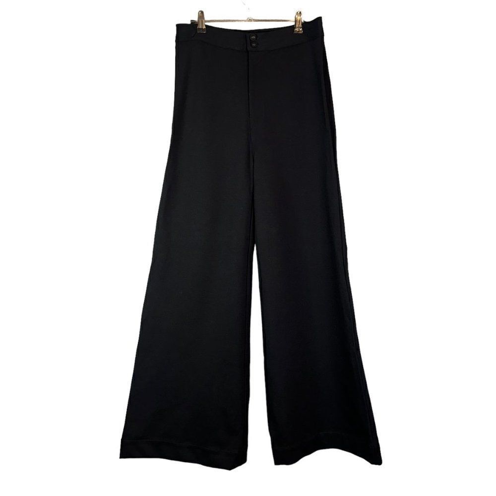 Suzie Kondi Pants Women's Small Black High Waist Boot Cut Ponte Wide Leg